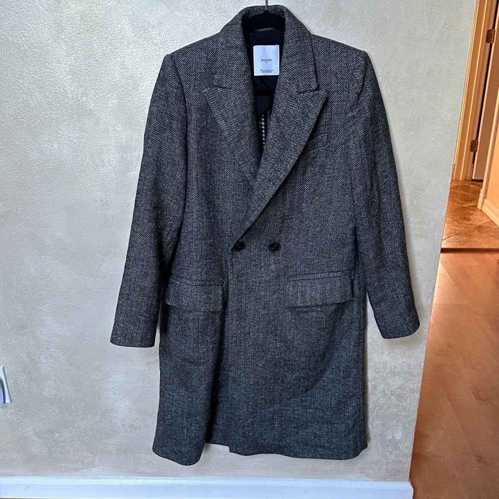 Mango Women's Charcoal Double-Breasted Trench Coat